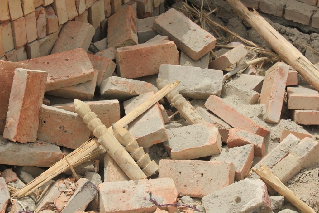 Cone-shaped pillars from a demolished mosque