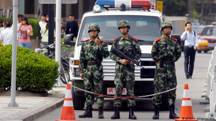 chinese policemen on a road