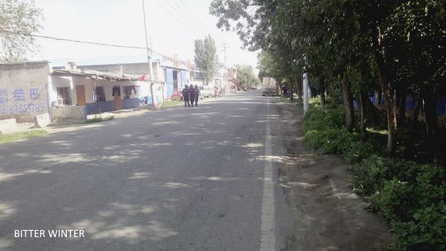 Police on patrol in Ergong village