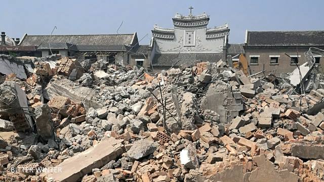 Destroyed entrance to regional seminary