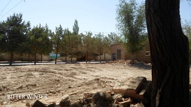 mosque demolition - bulldozer tracks