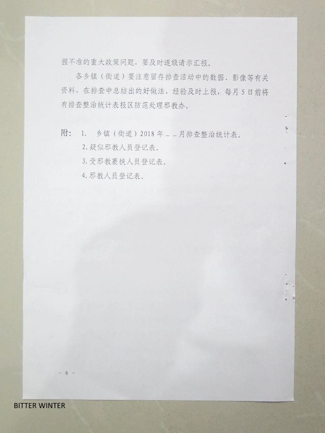 Notice Regarding the “Launch of Investigation and Repression Program for the Problem of Xie Jiao”