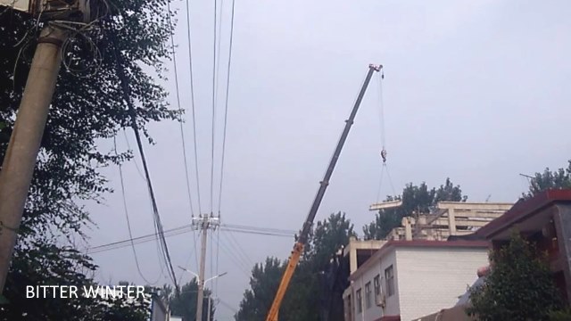 church under construction being demolished