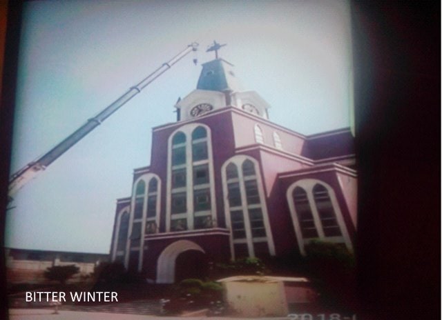 The cross of Bo’ai Church sawed
