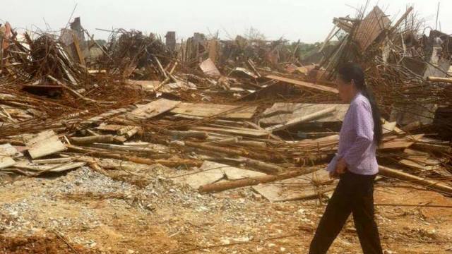 The Catholic church was torn down and left in ruins