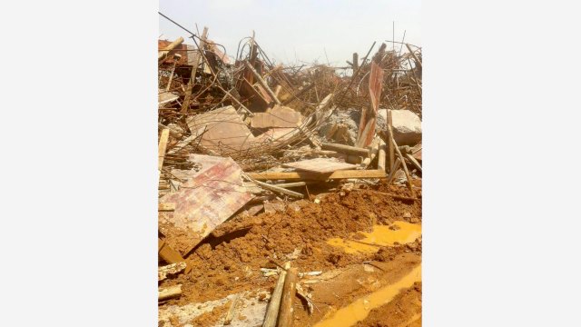 The Catholic church was torn down and left in ruins