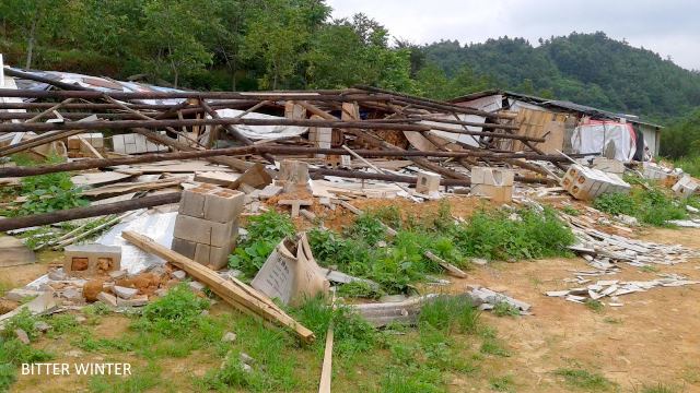 Two dwellings after being demolished