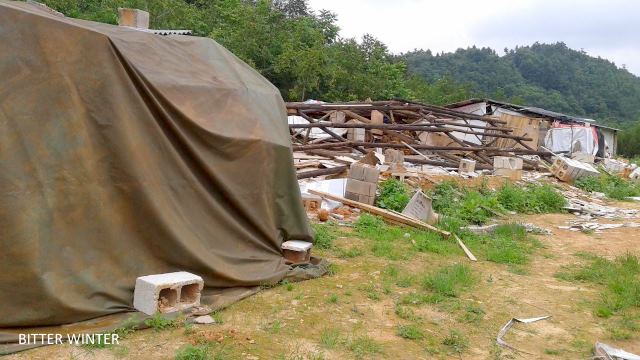 View of the dwelling after being demolished