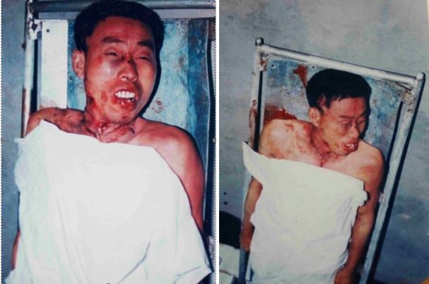 Photos of Xie Yongjiang taken during his family’s viewing at the Suixi County Baishan Crematorium.