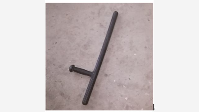 CCP Law enforcement officers carried shields and iron rods as they drove away the elderly protecting the temple; this image shows one of the iron rods left behind at Songshan mountain