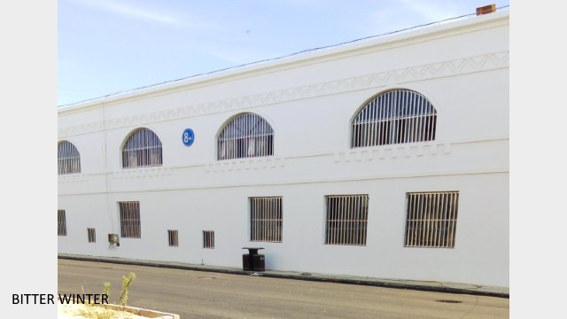 Close-up view of Building No. 8. The small windows in the basement have also been sealed off.