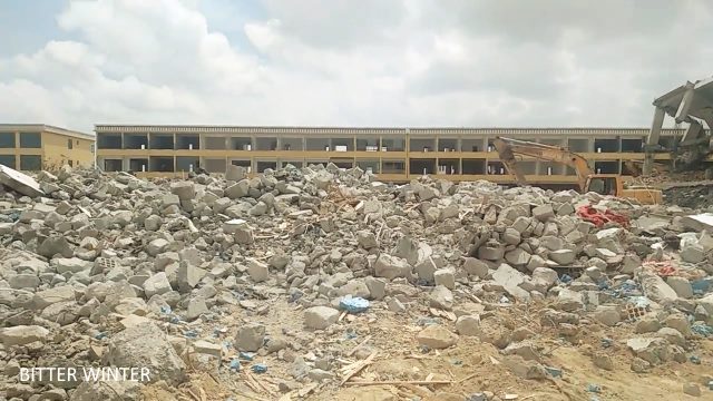 Mosque in ruins after the demolition