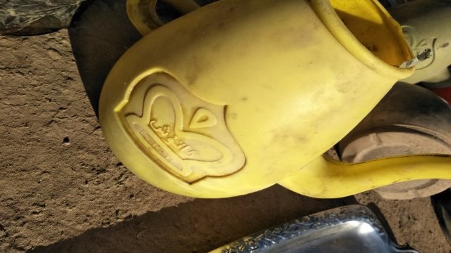 Even plastic pots with Islamic symbols have to be discarded