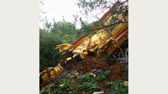 The Guanyin statue after being blown up (provided by an inside source)