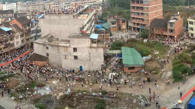 The site of anti-demolition protests
