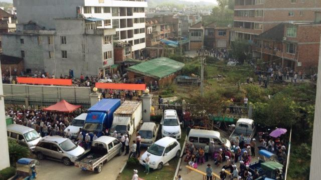 The site of anti-demolition protests