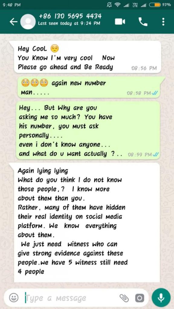 Chats between persons claiming to be from China’s National Cybersecurity Agency and Rai