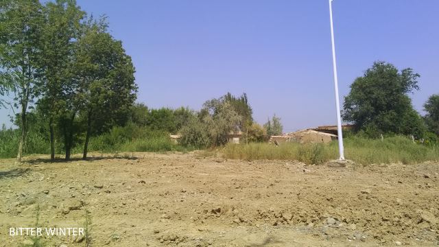 The mosque has been razed to the ground, leaving barely any trace of the demolition.