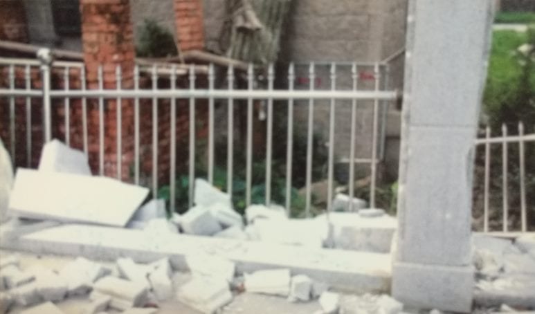 Police destroyed some of the “illegally constructed buildings” in the village.