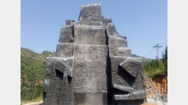 The Maitreya Buddha statue is covered (provided by an inside source)