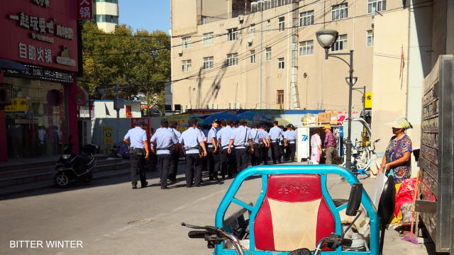 Police form a line to guard the church. (provided by an inside source)