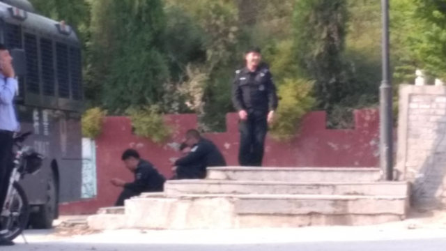 SWAT police guard the entrance to the mountain (provided by an inside source)