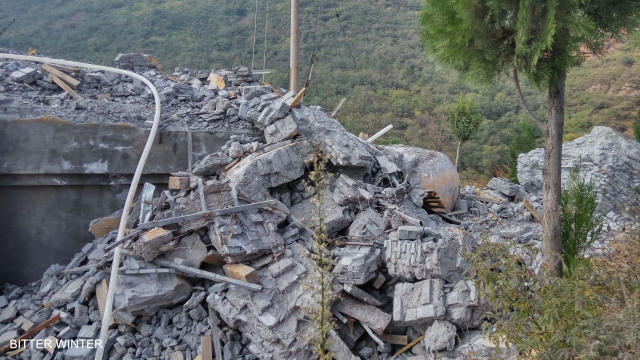 The Maitreya Buddha statue is demolished and turned into ruins