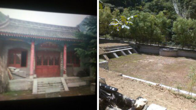 Bamboo Forest Temple before and after being demolished
