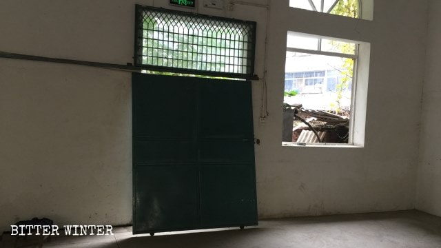 The church’s door and glass have been removed