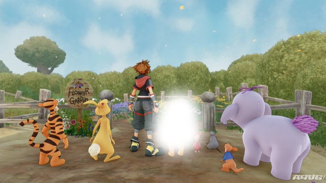 The trailed of Kingdom Hearts 3, with a white spot replacing the censored Pooh