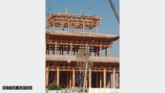 Emperor Temple in the process of demolition