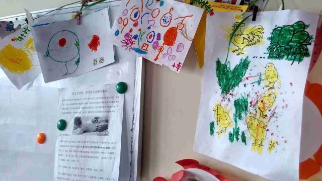 Paintings made by children at the orphanage.