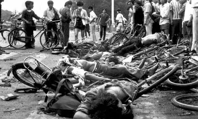 Bodies of civilians killed in Tiananmen Square, June 4, 1989