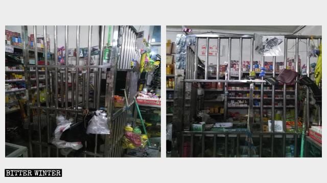 Checkout counter in an “iron cage.”