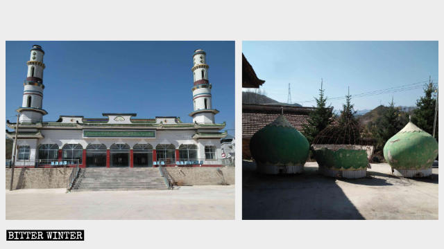 Islamic symbols were removed from the top of Shangyan Village Mosque