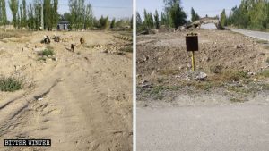 Mosques in Liushugou village in Shawan county have been razed to the ground