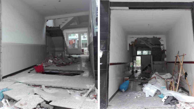 The floor in the house was smashed and destroyed