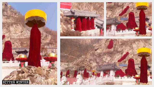 The open air Buddhist statues in Thousand Buddha Cave