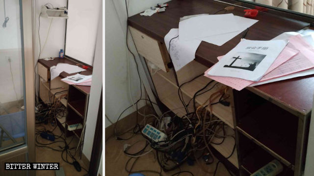Computers and printers were taken away.