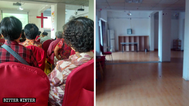 Mount Olive Three-Self Church before and after being shut down.