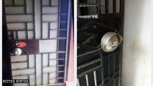 Surveillance devices installed on the door of a rental property in Fujian.