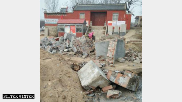 The incense burner of the temple has been smashed