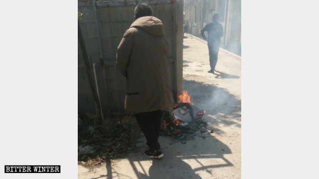 Government officials are burning Bibles and Christian books.