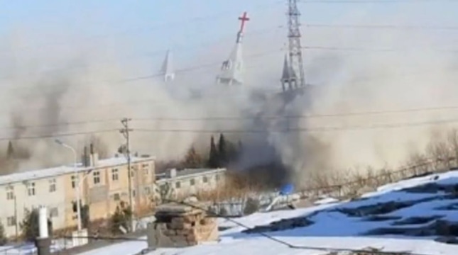 The destruction of Golden Lampstand Church, from a video by church members