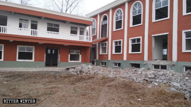 The ground inside the yard of True Jesus Church was completely destroyed.