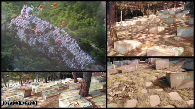 Only the bases were left after the Arhat statues were removed.