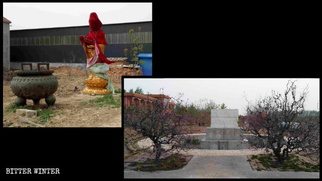 The Guanyin statue in Cihang Painting and Calligraphy Garden in Laoling city was removed.