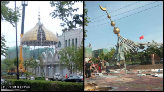 Islamic symbols were torn down from the mosque in Puyang County