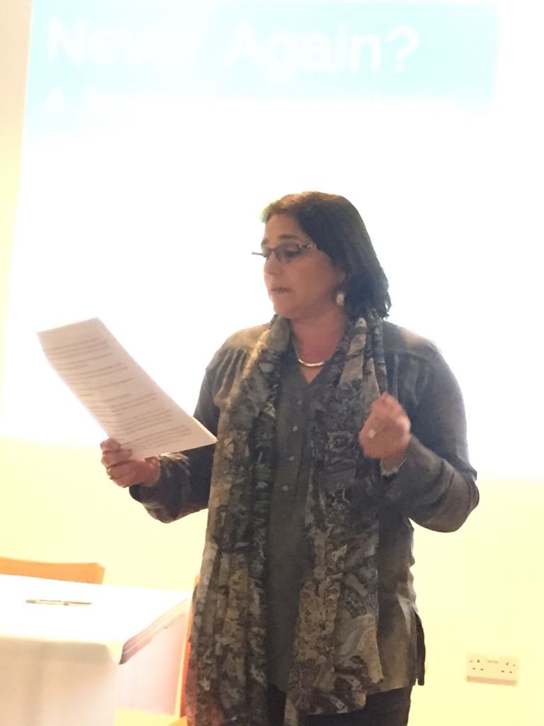 Mia Hasenson-Gross, Director of René Cassin, telling the audience that the Uyghur incarcerations are in fact a “genocide.”