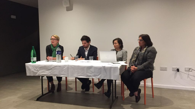 Panel members from left to right: Dr Rachel Harris, Rabbi Benji Stanley, Rahima Mahmut, and Mia Hasenson-Gross.
